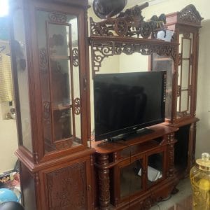 Kệ Tủ Tivi gỗ tự nhiên chạm khắc hoa văn